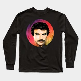 Tom Selleck-Retro 80s Aesthetic Design Long Sleeve T-Shirt